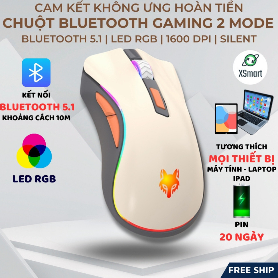Chuột Không Dây Bluetooth Xunfox H52 Silent Led RGB 2 Chế Độ Kết Nối ...