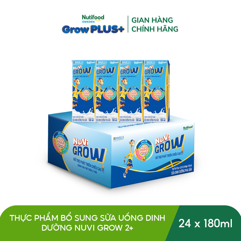 Sữa bột pha sẵn Nuvi Grow 2+ hỗ trợ phát triển chiều cao, trí não Thùng ...