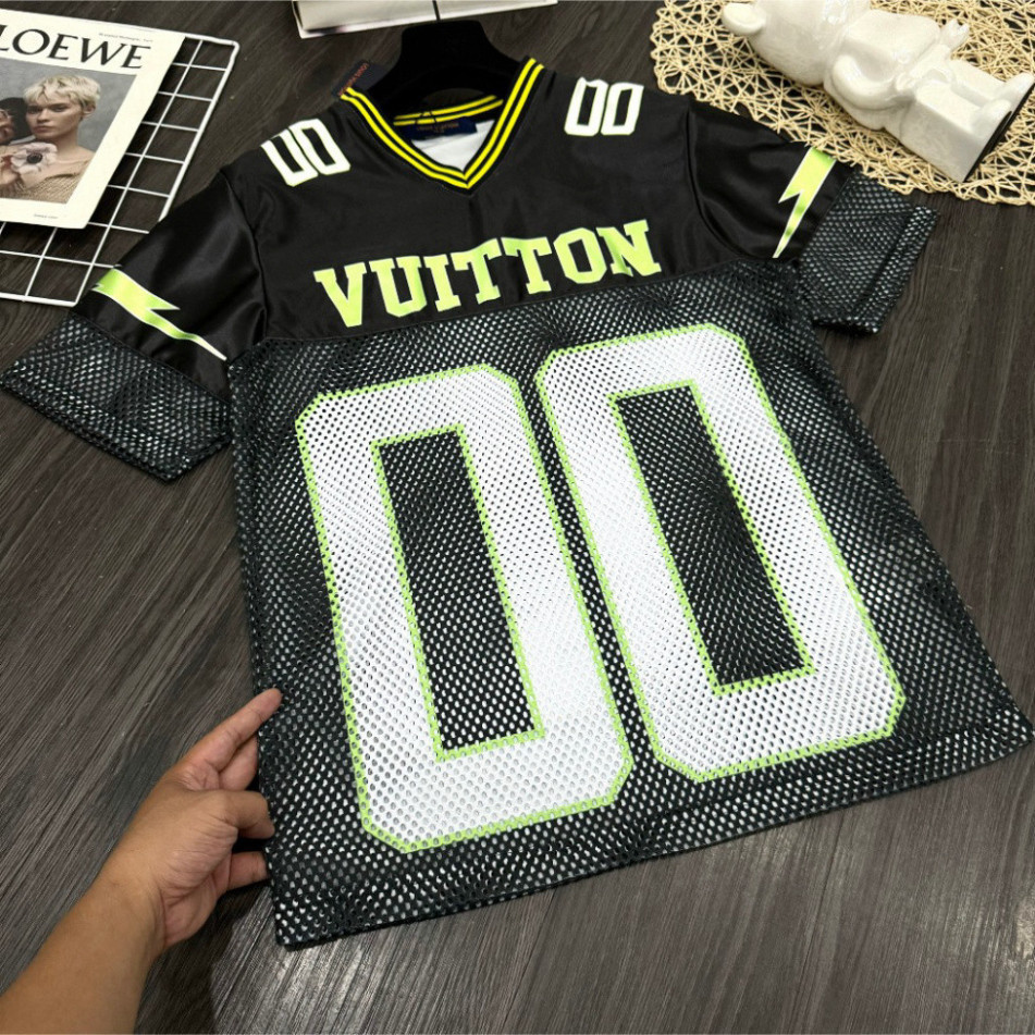 Bộ Quần Áo Nam Vuitton Vải Lưới Siêu Mát - Bộ Quần Áo Nam Nữ Lờ Thêu In Số 00 Siêu Chất New 2024 New 2024