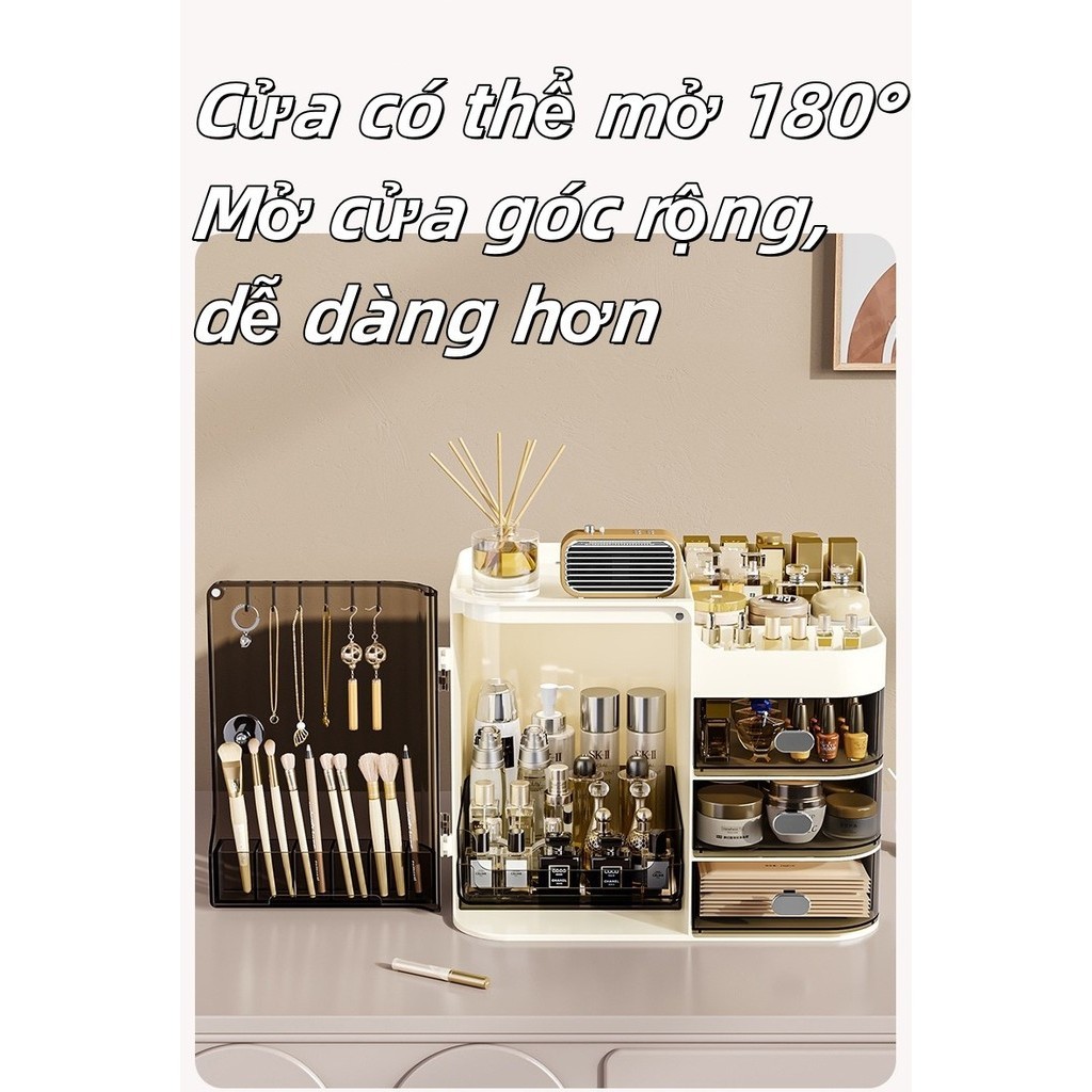 Tủ Đựng Mỹ Phẩm, Hộp Mỹ Phẩm Để Bàn Sang Trọng, Kệ Mỹ Phẩm Cao Cấp Nhiều Ngăn Chống Bụi akhai ntt95