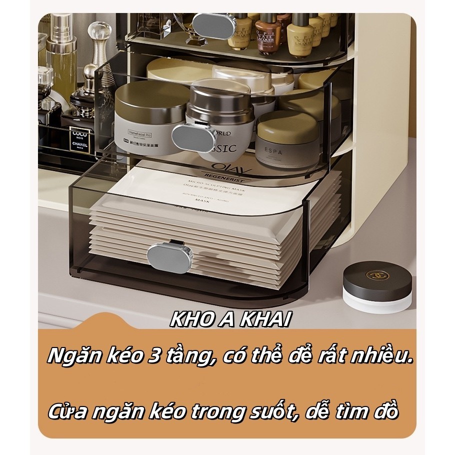 Tủ Đựng Mỹ Phẩm, Hộp Mỹ Phẩm Để Bàn Sang Trọng, Kệ Mỹ Phẩm Cao Cấp Nhiều Ngăn Chống Bụi akhai ntt95