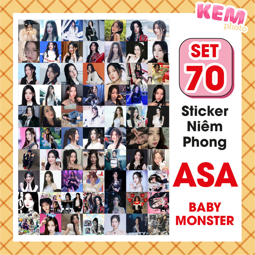 SET 70 sticker niêm phong ASA (Baemon) - Đã cắt rời - Tem dán 4x4cm in ...