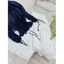Set áo linen xanh than cổ V tay thun bo eo + chân váy lụa trắng xoè dài