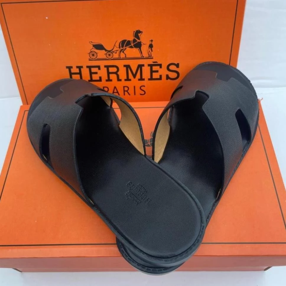 DÉP H.E.R.M.E.R CHỮ H NAM QUAI NGANG DA BÒ 100% 