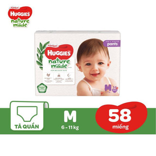 Bỉm/Tã dán/quần cho bé Huggies Nature Made thiết kế siêu mỏng size NB60/S82/M64/L54/XL44/XXL26