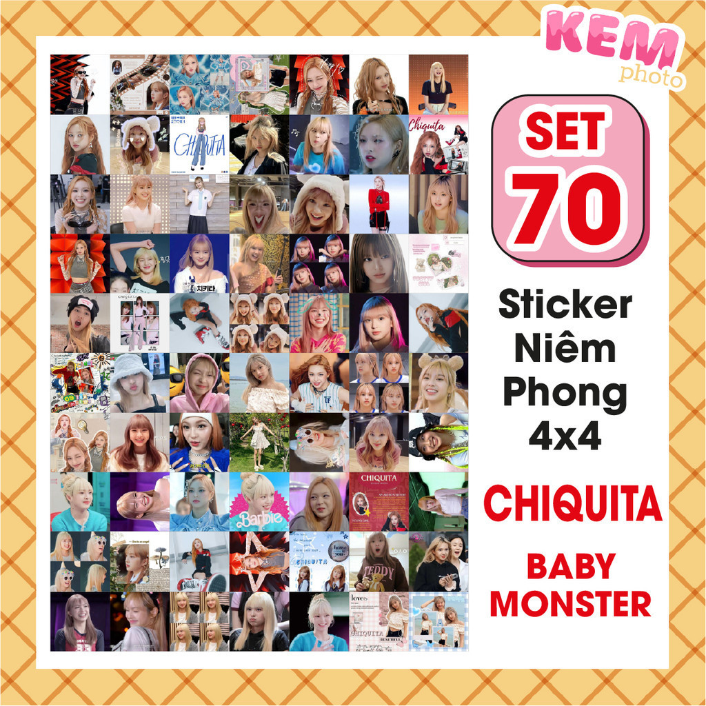 SET 70 sticker niêm phong CHIQUITA (Baemon) - Đã cắt rời - Tem dán ...