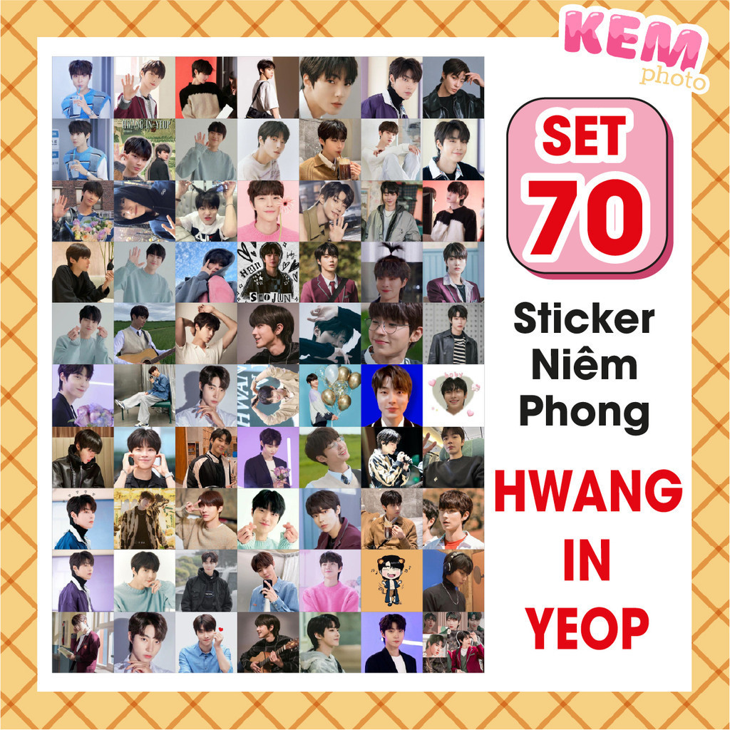 SET 70 sticker niêm phong HWANG IN YEOP - Đã cắt rời - Tem dán 4x4cm in ...