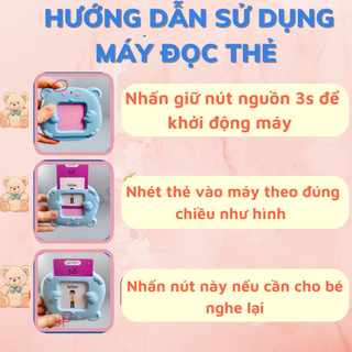 Máy Đọc Thẻ Tiếng Anh Tiếng Việt Cho Bé PoPi Shop Máy Đọc Thẻ Flashcard Song Ngữ Anh Việt 224 Từ Vựng, Mdta, Qc