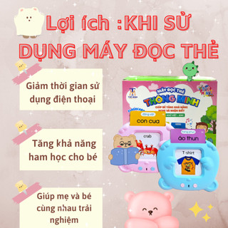 Máy Đọc Thẻ Tiếng Anh Tiếng Việt Cho Bé PoPi Shop Máy Đọc Thẻ Flashcard Song Ngữ Anh Việt 224 Từ Vựng, Mdta, Qc