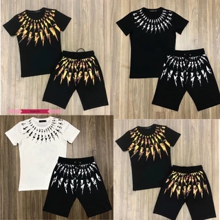 Đồ Bộ Nam HD shop Bộ Quần Áo Nam Ngắn Tay In Hình Tia sét Chất Vải Thun Thể Thao Cotton Cao Cấp Co Dãn 4 Chiều