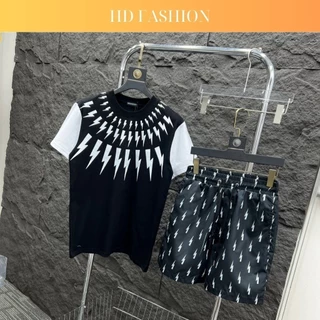 Đồ Bộ Nam Hè.hdshop đồ Bộ Nam Hè Tia Sét Phối Tay Thể Thao Đủ Size Chất Vải Thun Cotton Co Dãn 2 Màu Đen Trắng