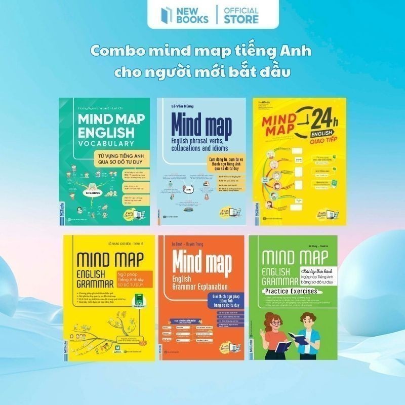 Ảnh Combo sách học tiếng anh - Mindmap english cho người mới bắt đầu tự học bằng sơ đồ tư duy ngữ pháp, giao tiếp, từ vựng 1