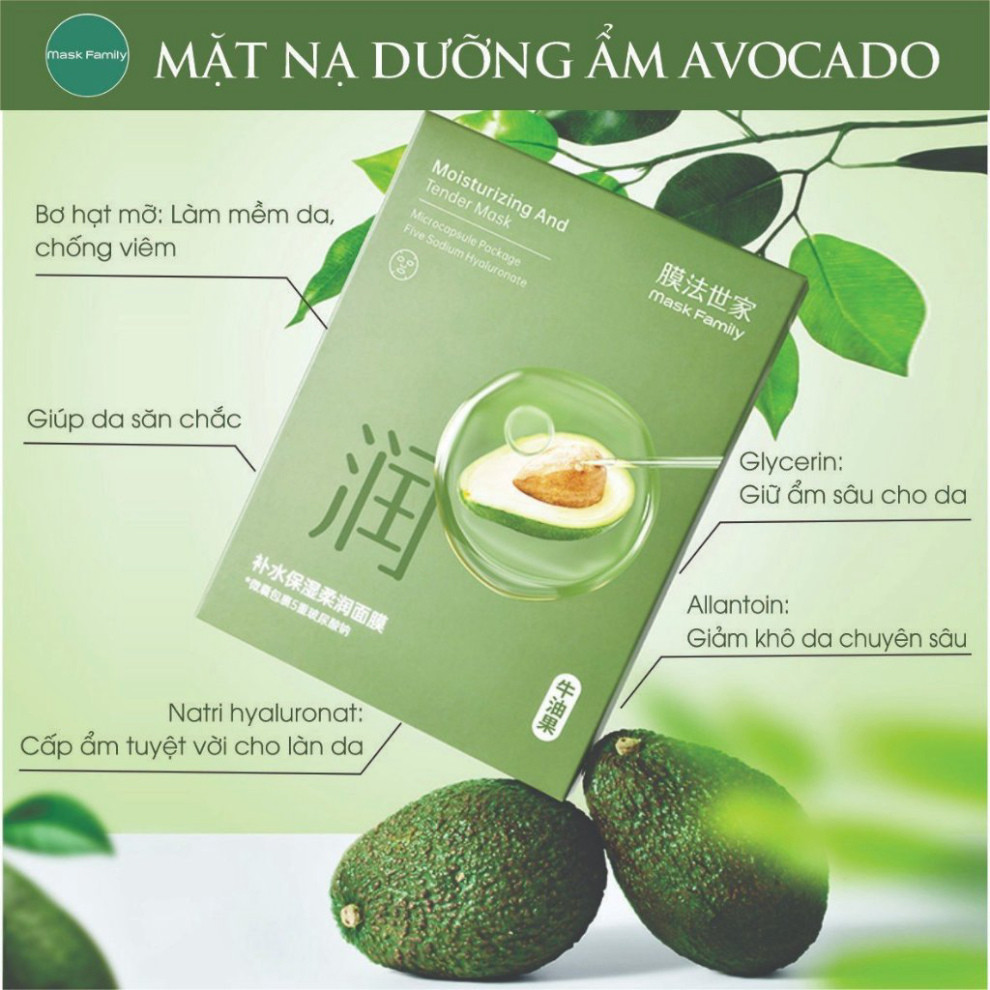MUA1TANG1 Mặt nạ bơ Avocado Mask Family chống lão hoá, se khít lỗ chân lông, giúp da mềm mịn,căng bóng cho mọi loại da