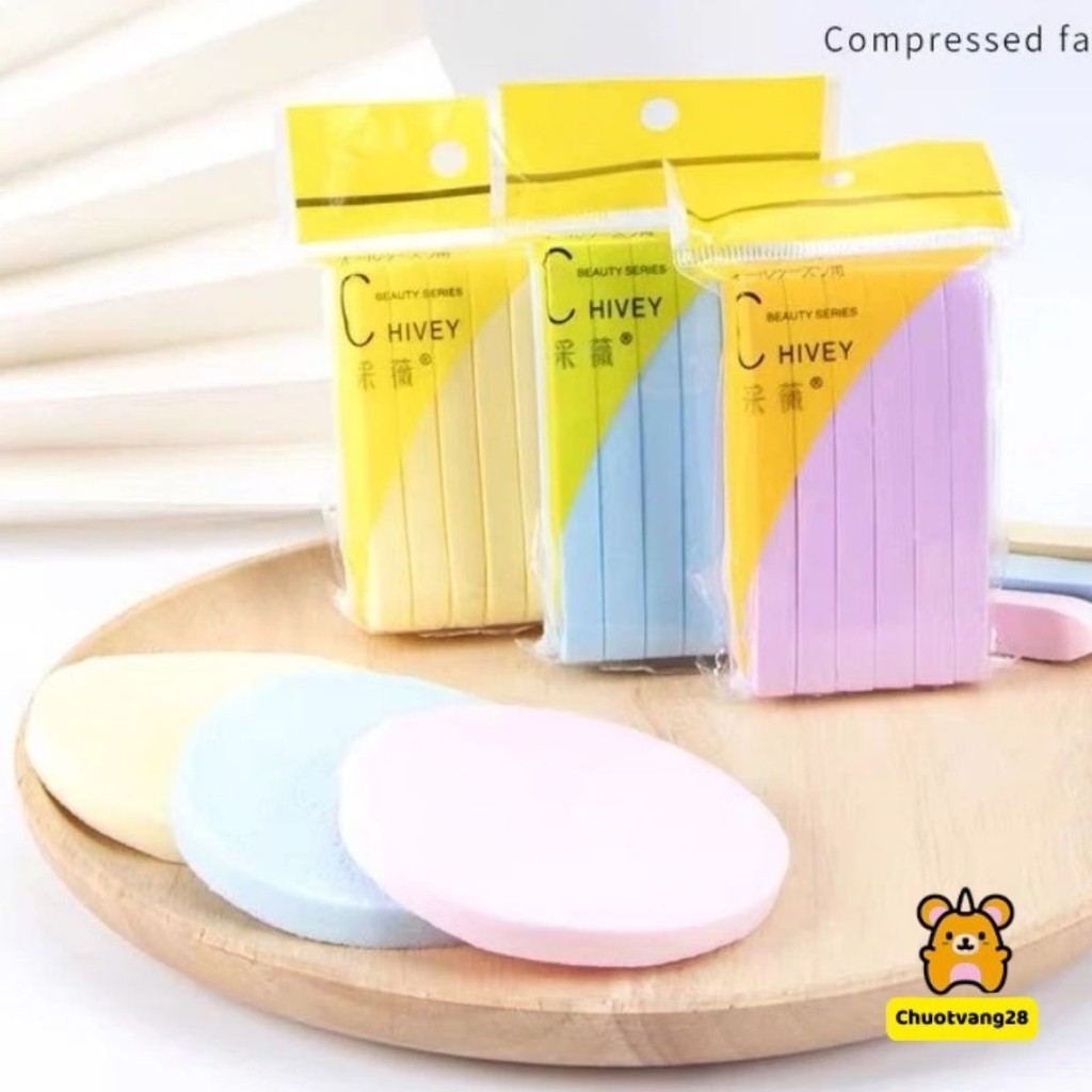 Bông mút rửa mặt bọt biển Chivey gói 12 miếng