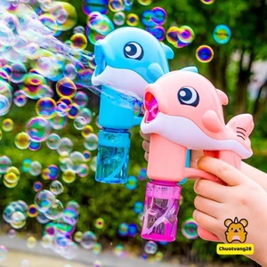 Đồ chơi máy bắn bong bóng xà phòng hình cá heo tặng kèm 2 lọ xà phòng