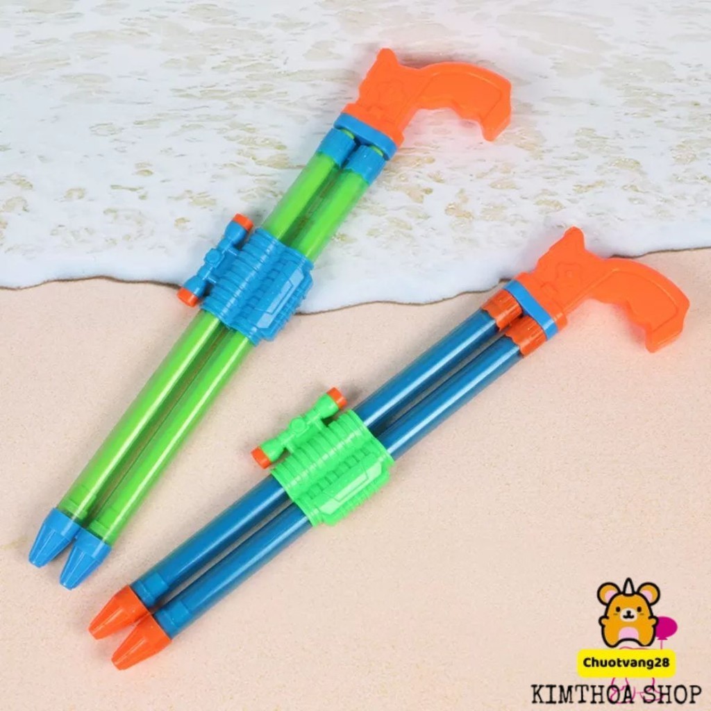 Máy bắn nước 2 nòng dài 61cm, Máy bắn phun nước cho bé vui chơi mùa hè