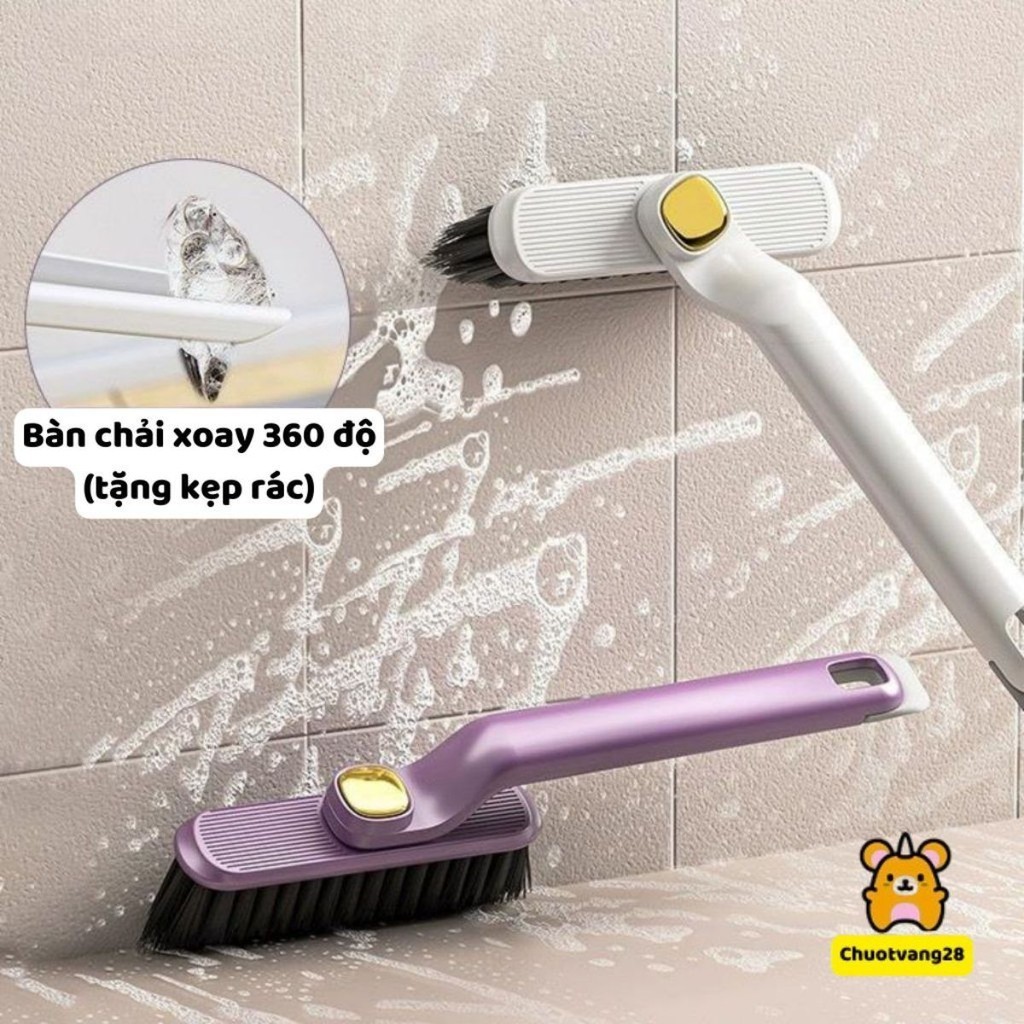 Bàn Chải Cọ Rửa Nhà Tắm Xoay 360 Độ, Chổi Vệ Sinh Góc Tường, Khe Cửa Đa Năng ( tặng móc treo)