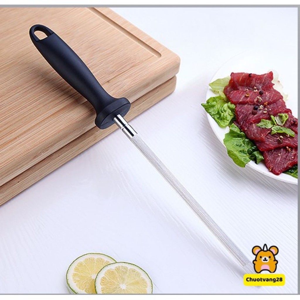 Cây Gậy Mài Dao, Liếc Dao Cán Nhựa Đen Dài Tiện Lợi