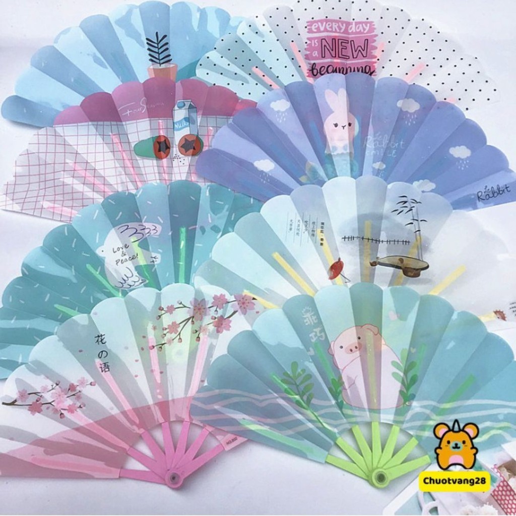 Quạt Nhựa Gấp Cầm Tay Mini - Quạt Nhựa Gấp Gọn Bỏ Túi