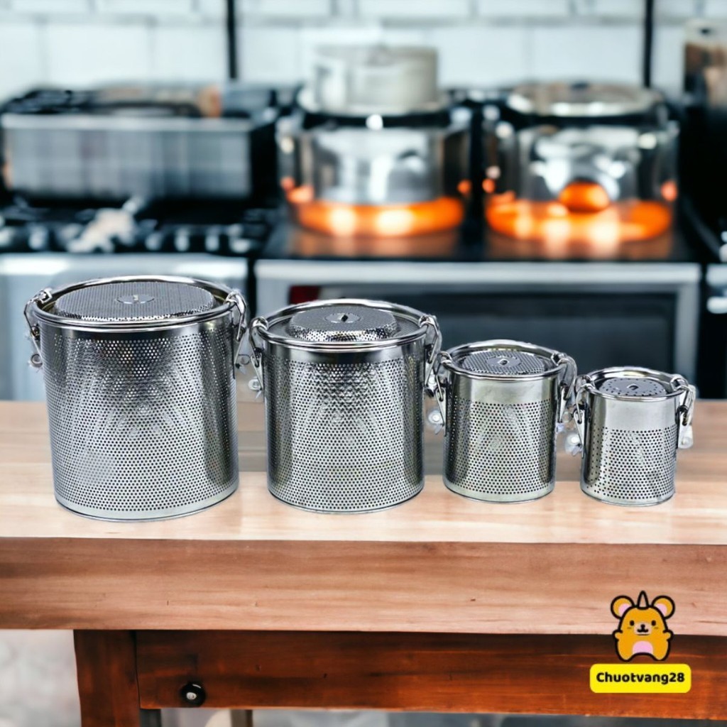 Giỏ đựng gia vị, giỏ lọc gia vị nhúng nồi phở nước lèo inox cao cấp 304 không gỉ đủ size 8 10 12 14 16 18