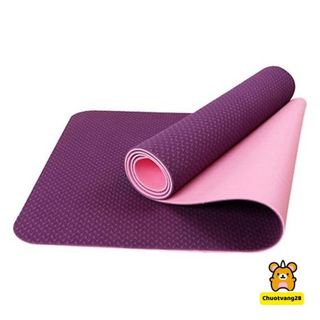Thảm tập thể thao yoga 2 lớp TPE chống trơn tượt nhiều màu