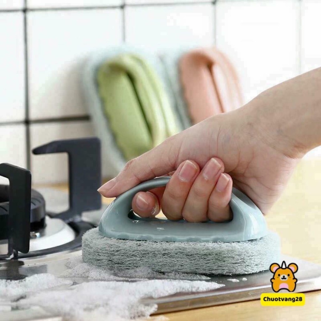 Combo 2 Bàn chải cọ rửa nhà bếp đa năng có tay cầm , siêu bền , chất liệu xơ mướp thân thiện môi trường