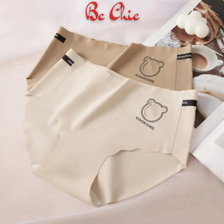 Set Quần lót nữ đúc su mỏng nhẹ không lộ viền khắc lazer họa tiết gấu cute, cạp lưng băng chữ co giãn Q 1271 BC_CHIC