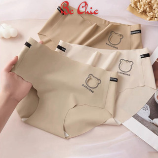 Set Quần lót nữ đúc su mỏng nhẹ không lộ viền khắc lazer họa tiết gấu cute, cạp lưng băng chữ co giãn Q 1271 BC_CHIC