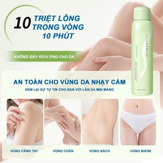 Kem tẩy lông Flowery Chính Hãng Xịt tẩy lông sạch bất chấp mọi loại lông nhanh gọn trong 10 phút