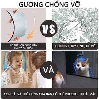 Gương Dán Tường Chống Vỡ PET Soi Toàn Thân – Gương Trang Trí Phòng Ngủ Decor Không Khoan Nhiều Size