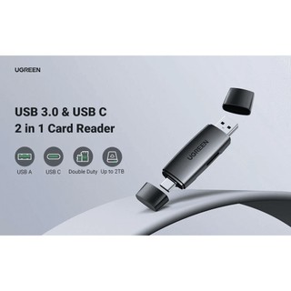 Đầu đọc thẻ SD TF chân cắm USB 3.0/USB Type C UGREEN CM304 OTG | Truyền tải dữ liệu nhanh chóng BH 18 Tháng 1 Đổi 1