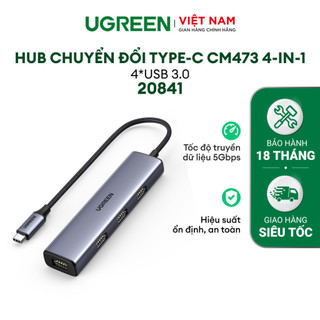 Bộ chia Type-C ra 4 cổng USB 3.0 UGREEN 20841 Vỏ nhôm cao cấp - Hàng phân phối chính hãng