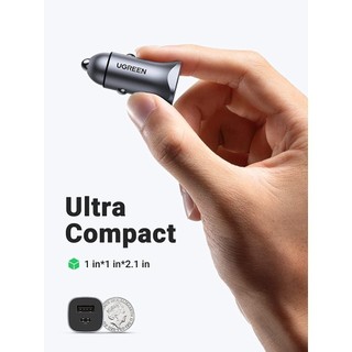 Tẩu Sạc Nhanh Ô tô UGREEN CD130 | 2 Cổng Sạc USB A+ USB C công suất 30W | BH 18 Tháng 1 Đổi 1 | 40858 25845
