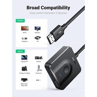 Bộ chuyển đổi hai chiều HDMI UGREEN 70607 hỗ trợ 4K, tốc độ cao - Hàng phân phối chính hãng