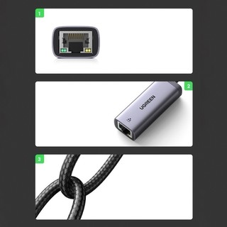 Cáp chuyển Type-C UGREEN 40322 Chuyển sang Lan 10/100/1000Mbps Vỏ nhôm tản nhiệt - Hàng phân phối chính hãng