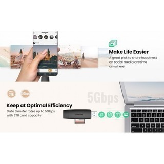 Đầu đọc thẻ nhớ SD/TF 2 trong 1 UGREEN 80191 USB-A & Type-C ​- Hàng chính hãng - Bảo hành 18 tháng