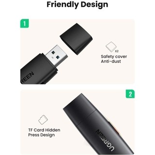Đầu đọc thẻ nhớ SD/TF 2 trong 1 UGREEN 80191 USB-A & Type-C ​- Hàng chính hãng - Bảo hành 18 tháng