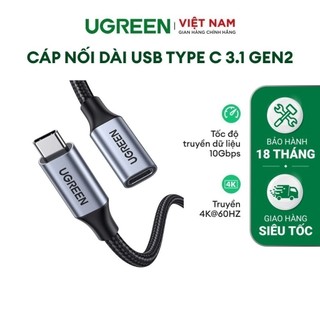 Dây cáp nối dài USB type C dài 0.5m/1m vỏ bện nylon UGREEN US372 - Hàng phân phối chính hãng - Bảo hành 18 tháng