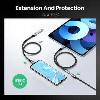 Dây cáp nối dài USB type C dài 0.5m/1m vỏ bện nylon UGREEN US372 - Hàng phân phối chính hãng - Bảo hành 18 tháng