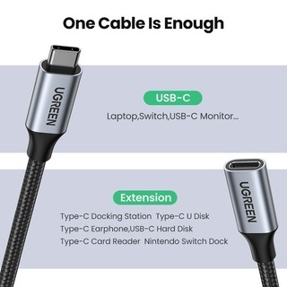 Dây cáp nối dài USB type C dài 0.5m/1m vỏ bện nylon UGREEN US372 - Hàng phân phối chính hãng - Bảo hành 18 tháng