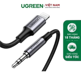 Cáp chuyển đổi cổng Lightning MFI sang chuẩn 3.5mm UGREEN US315 - Tương thích iPhone / iPad, dây bện nylon siêu bền