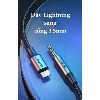 Cáp chuyển đổi cổng Lightning MFI sang chuẩn 3.5mm UGREEN US315 - Tương thích iPhone / iPad, dây bện nylon siêu bền