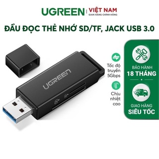 Đầu đọc thẻ SD TF chân cắm USB 3.0 UGREEN CM104 Truyền tải dữ liệu nhanh chóng | Thiết kế nhỏ gọn BH 18 Tháng 1 Đổi 1