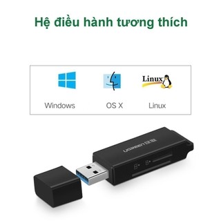 Đầu đọc thẻ SD TF chân cắm USB 3.0 UGREEN CM104 Truyền tải dữ liệu nhanh chóng | Thiết kế nhỏ gọn BH 18 Tháng 1 Đổi 1