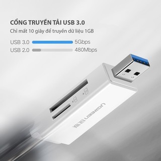 Đầu đọc thẻ SD TF chân cắm USB 3.0 UGREEN CM104 Truyền tải dữ liệu nhanh chóng | Thiết kế nhỏ gọn BH 18 Tháng 1 Đổi 1