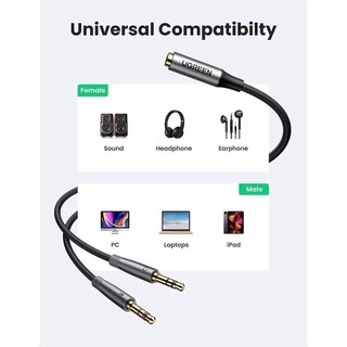 Dây Audio chuyển tai nghe 3.5mm sang 2 đầu Mic và Tai nghe UGREEN AV140 | Đầu cắm mạ vàng chống ăn mòn|Bảo Hành 18 Tháng