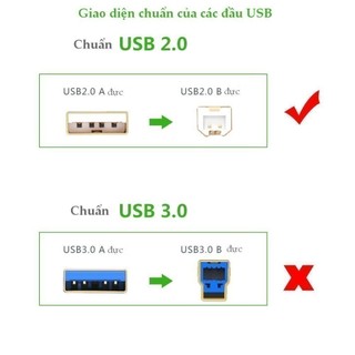 Dây máy in USB 2.0 chuẩn A đực sang chuẩn B đực UGREEN US135 | 3 lớp chống nhiễu | Tốc độ truyền dữ liệu 480Mbps