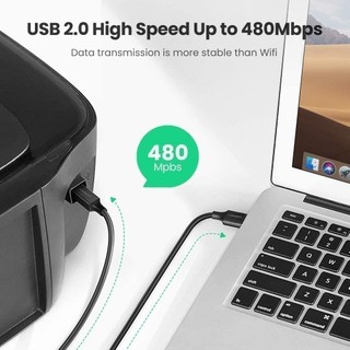 Dây máy in USB 2.0 chuẩn A đực sang chuẩn B đực UGREEN US135 | 3 lớp chống nhiễu | Tốc độ truyền dữ liệu 480Mbps