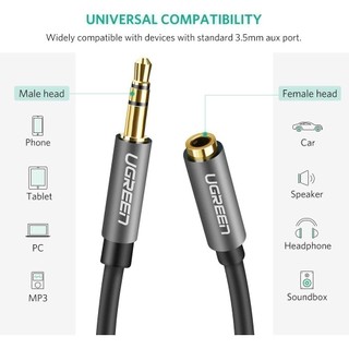 Dây AV nối dài 3.5mm UGREEN AV118 |  Đầu mạ vàng hỗ trợ mic  | Vỏ cáp làm từ nhựa TPE | Bảo hành 18 tháng 1 đổi 1 10592
