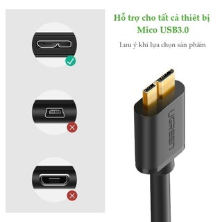 Dây cáp USB 3.0 đực sang micro USB 3.0 đực 2M mạ vàng UGREEN| Tốc độ truyền đữ liệu 5Gbps | Siêu bền | Bảo hành 18 tháng